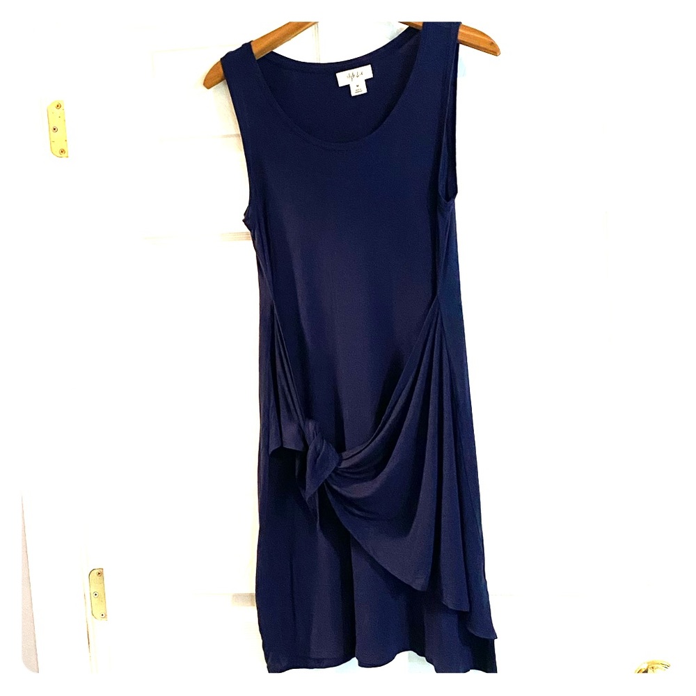 Tie Detail Navy Tank Dress